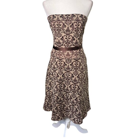 Vintage Tapestry Tea-Length Strapless Dress Y2K Size 3 - Picture 1 of 5